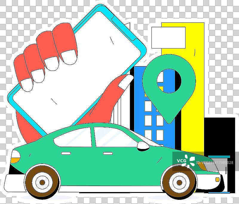 打车出行的人物扁平矢量概念运营手绘插画图片素材