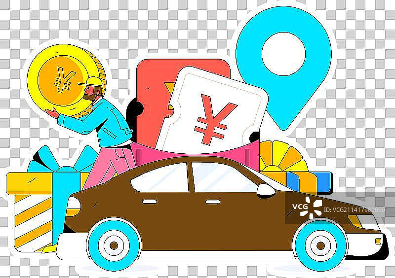 打车出行的人物扁平矢量概念运营手绘插画图片素材