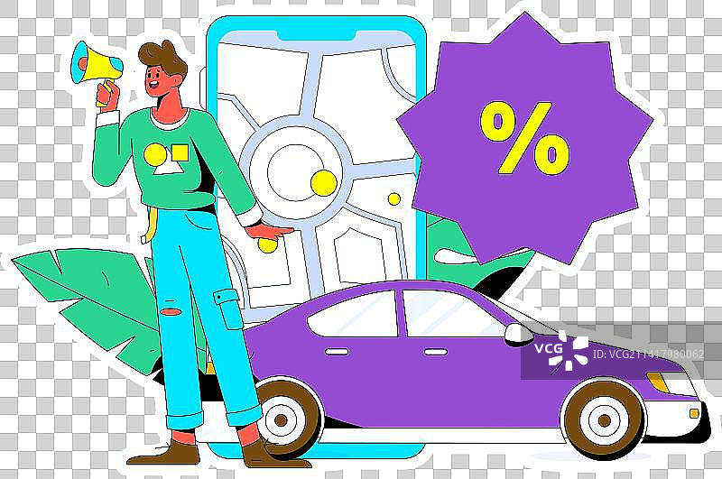 打车出行的人物扁平矢量概念运营手绘插画图片素材