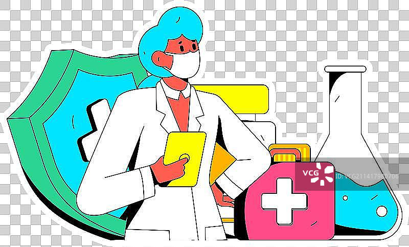 医疗人物抗疫扁平矢量概念运营手绘插画图片素材