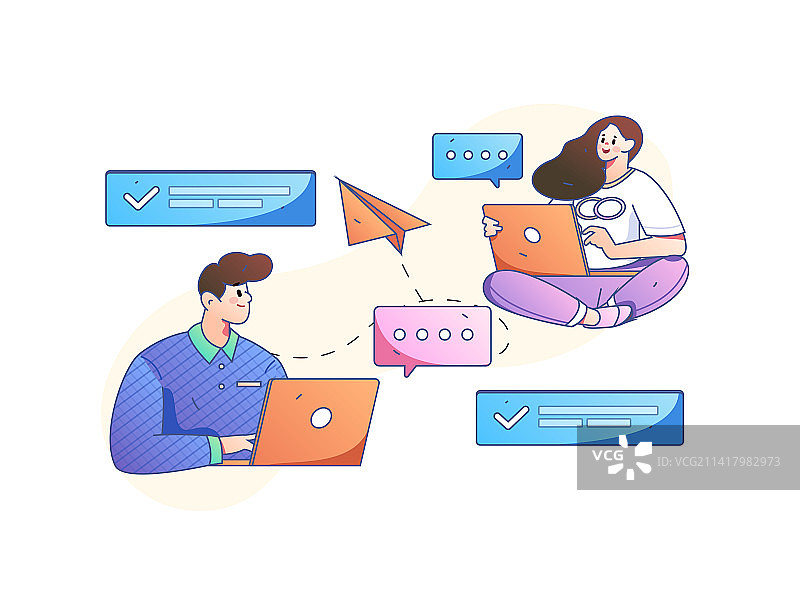 商务工作的人物扁平矢量概念运营手绘插画图片素材