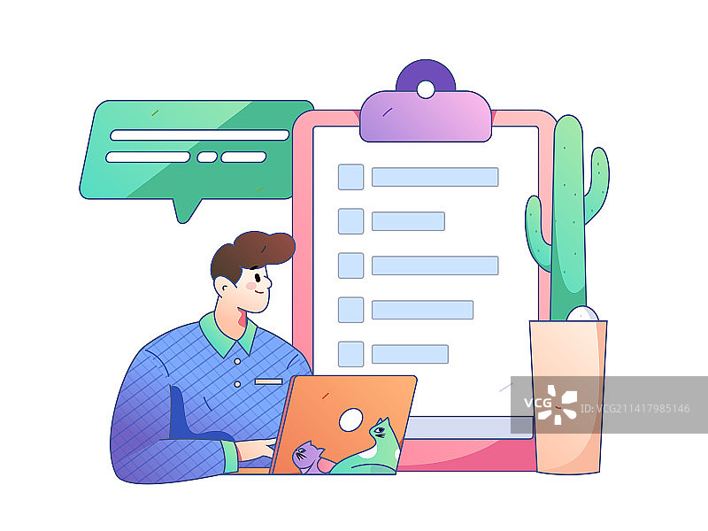 通知公告矢量创意扁平手绘插画图片素材