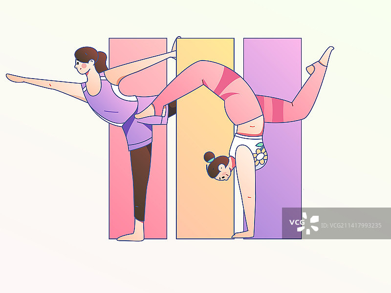 练习瑜伽身心健康扁平矢量人物概念运营手绘插画图片素材