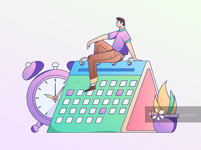 签到人物扁平矢量概念运营手绘插画图片素材