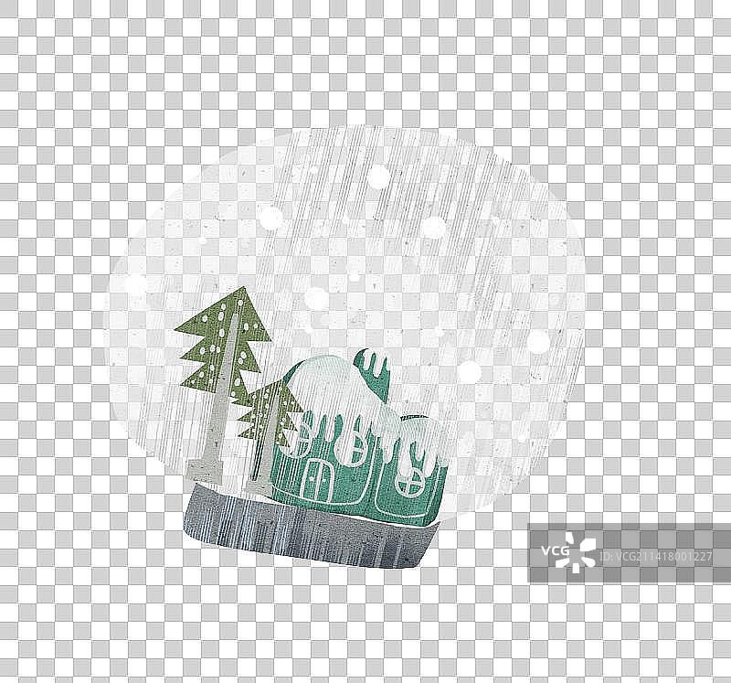 冬季玻璃球音乐盒插画元素图片素材