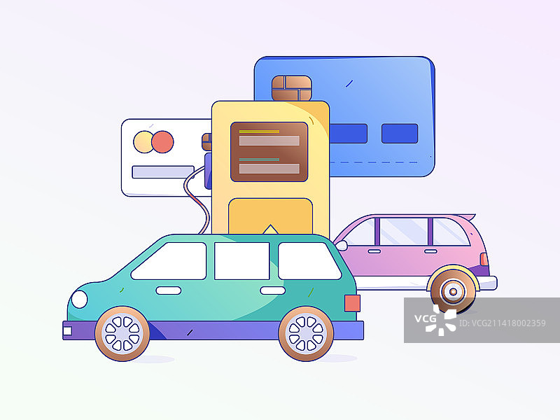为汽车加油获得优惠的人物矢量互联网运营手绘插画图片素材