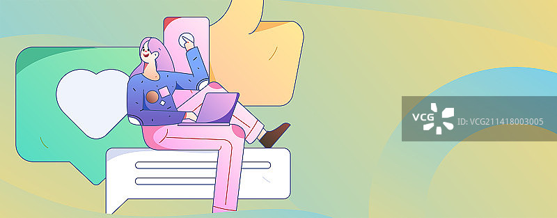 给好评的人物扁平矢量概念运营手绘插画图片素材