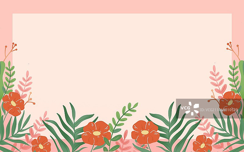手绘治愈植物花卉边框插画背景图片素材
