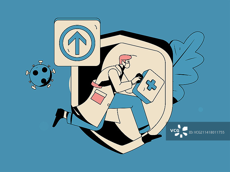 绿码医生防疫抗疫扁平矢量概念运营插画图片素材