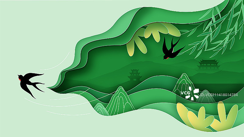 中国传统节日二十四节气立春春天矢量插画图片素材