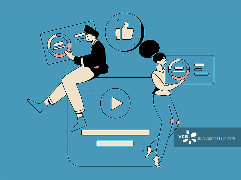 商务工作的人物扁平矢量概念运营手绘插画图片素材