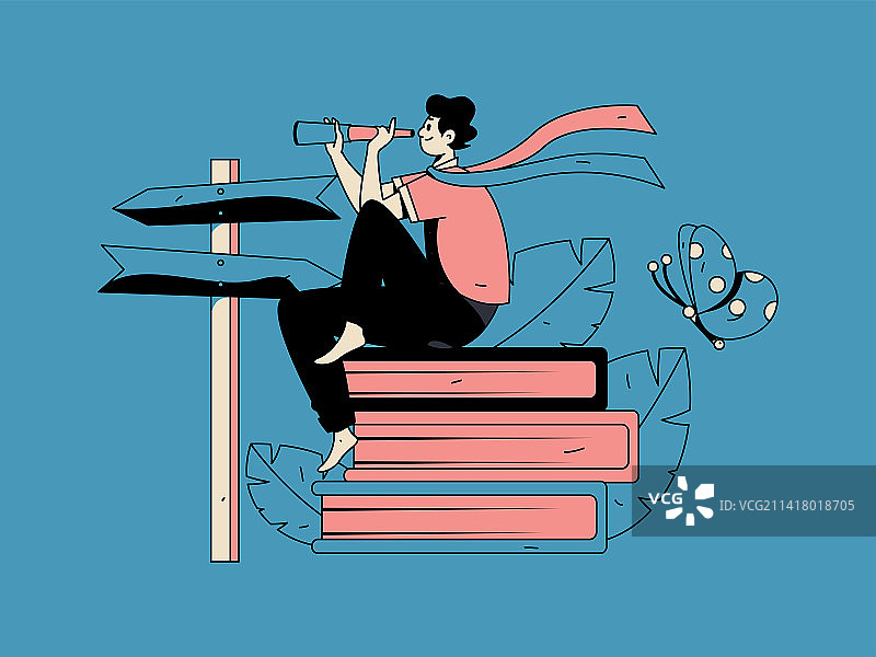 教育学习的人物扁平矢量概念手绘插画图片素材