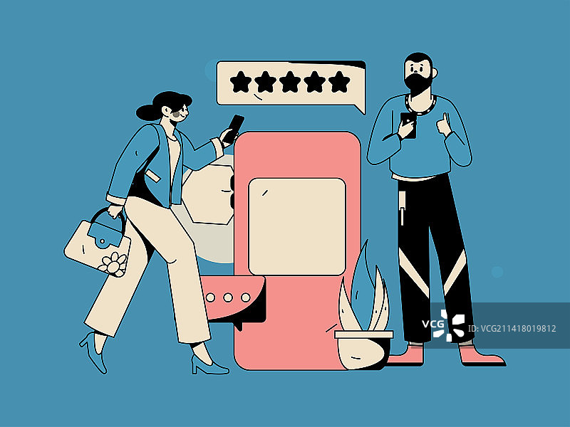 虚拟的人物社交沟通概念商业扁平矢量手绘插画图片素材