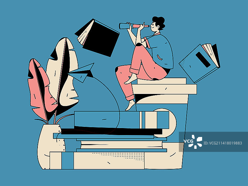 教育学习的人物扁平矢量概念手绘插画图片素材