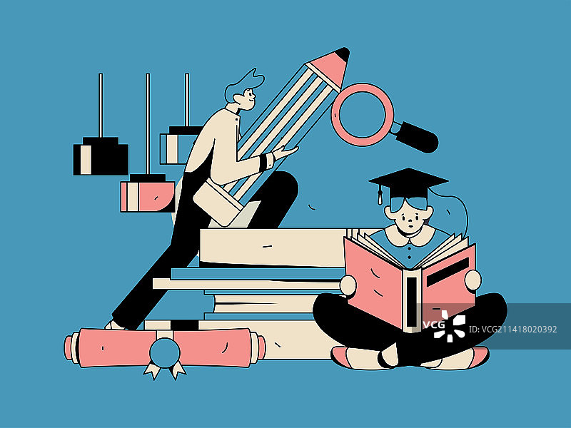 教育学习的人物扁平矢量概念手绘插画图片素材