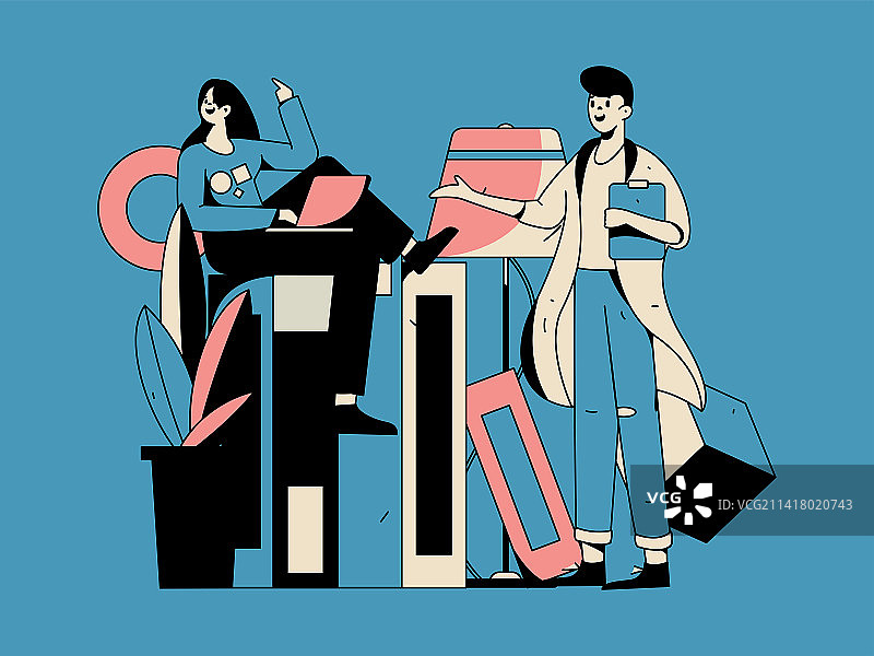 教育学习的人物扁平矢量概念手绘插画图片素材