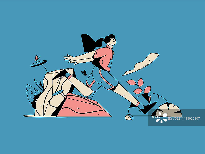 锻炼健康跑步的人物矢量互联网运营手绘插画图片素材