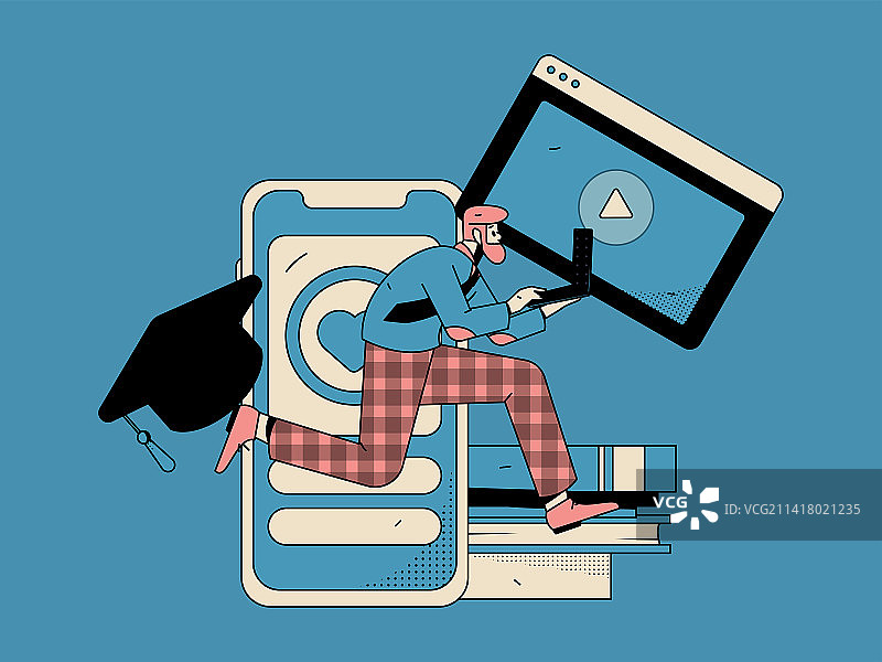 教育学习的人物扁平矢量概念手绘插画图片素材