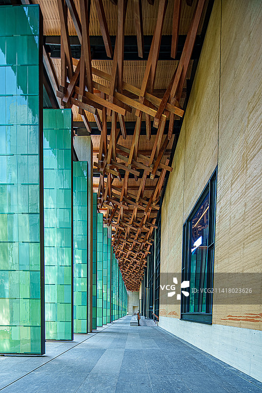 浙江杭州国家版本馆门头内景航拍细节图片素材