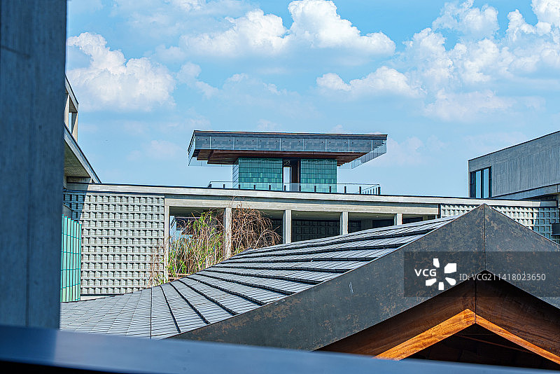 浙江杭州国家版本馆门头内景航拍细节图片素材