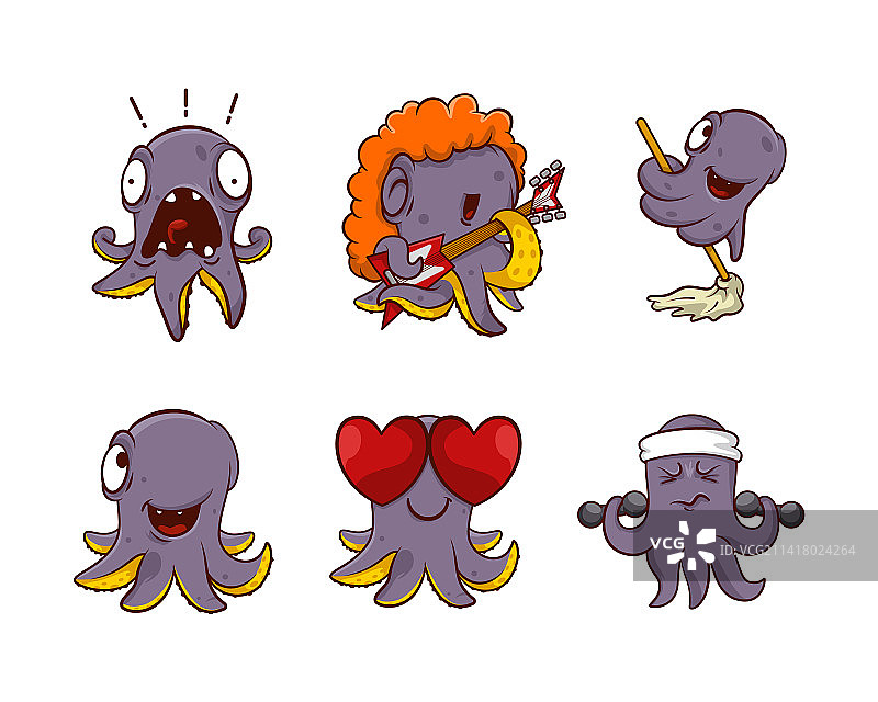 有趣的紫色章鱼触手角色图片素材