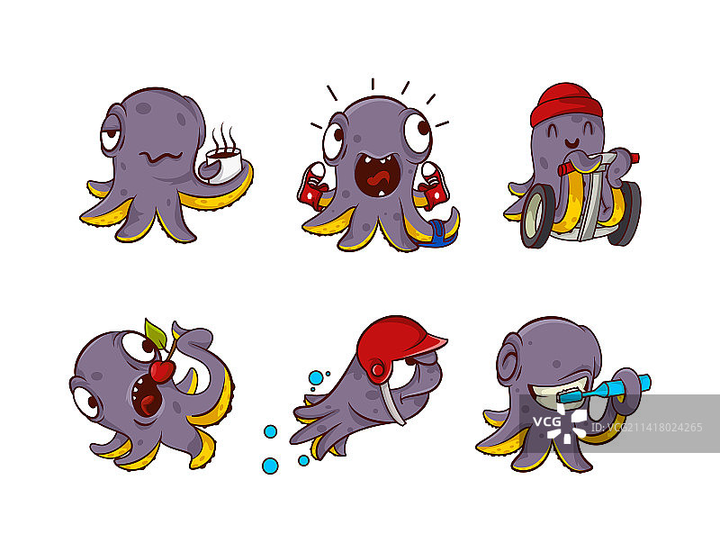 有趣的紫色章鱼触手角色图片素材