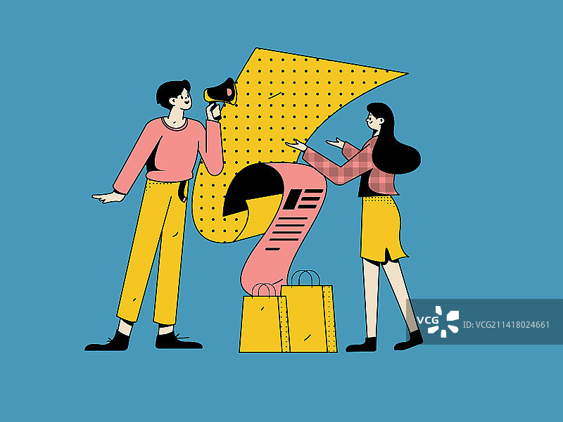 节日购物进行电商网购的人物扁平矢量概念运营手绘插画图片素材