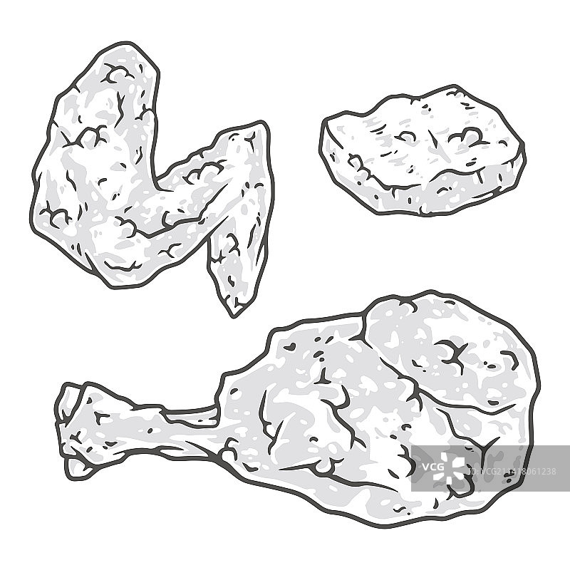 炸鸡元素彩色合集图片素材