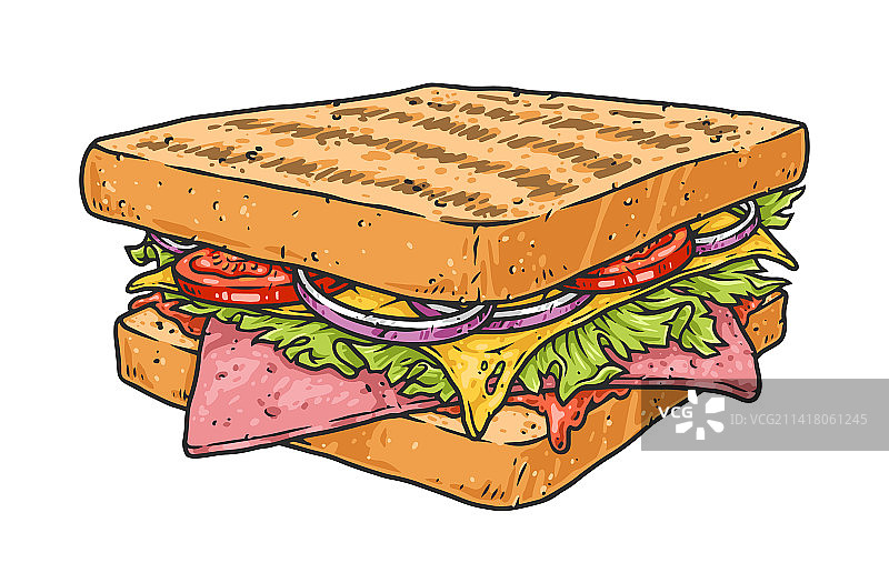 诱人的三明治彩色贴纸图片素材