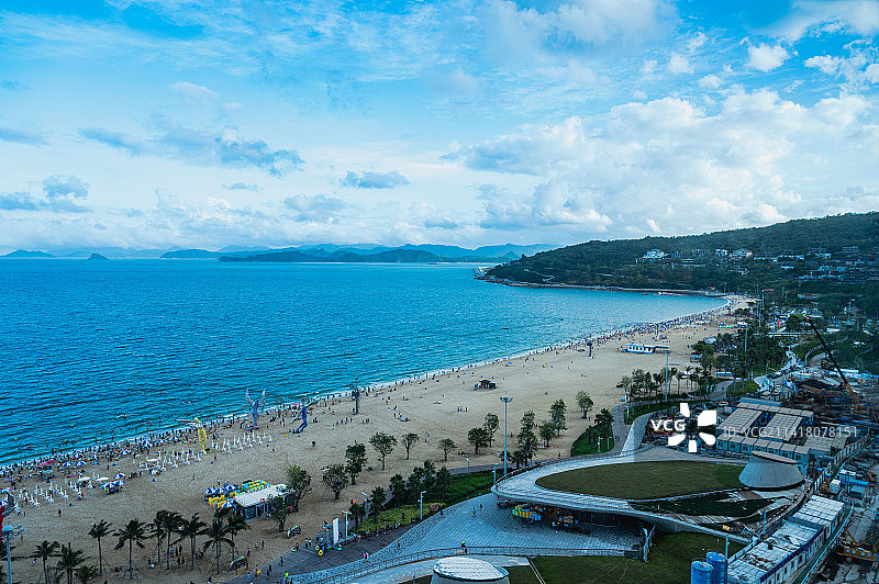 深圳盐田大梅沙海滨公园高视角海天风光图片素材