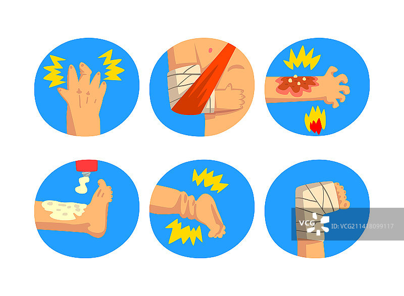 蓝色圆圈中的手臂和腿部急救图片素材