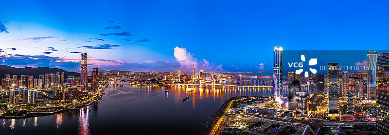 珠海澳门夜景（全景图）（航拍）图片素材