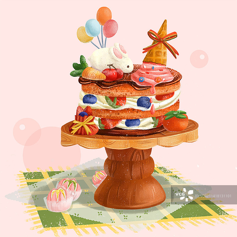 兔子冰淇凌蛋糕图片素材