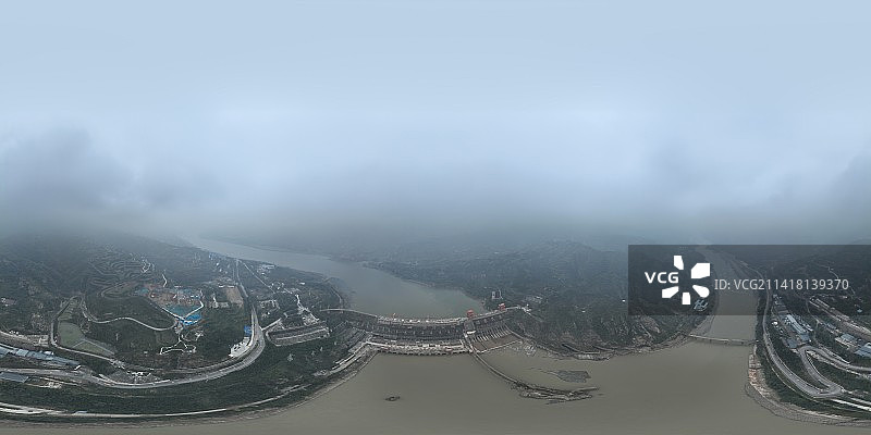 位河南省三门峡市区东北部黄河三门峡大坝AAA级旅游景区航拍全景图片素材