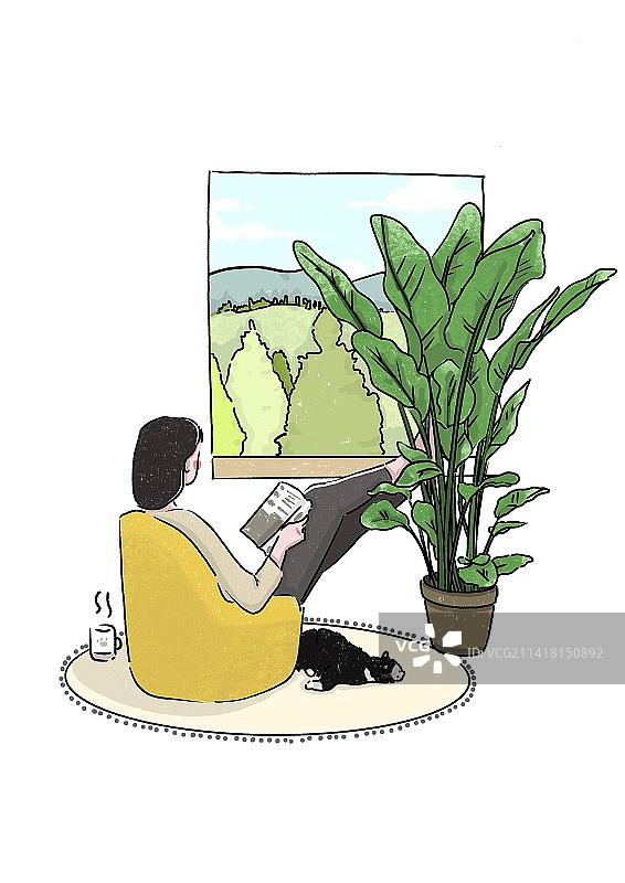 一个人的生活系列插画图片素材