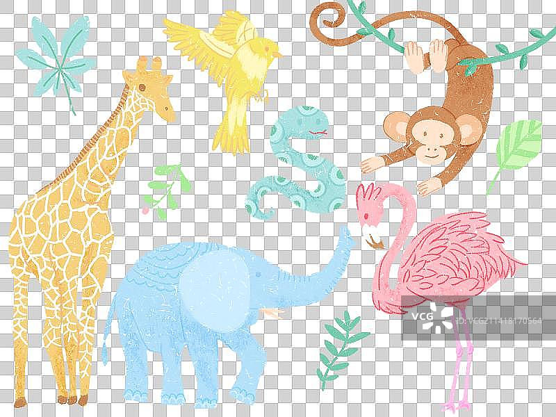 森林野生动物免抠图形元素扁平装饰插画图片素材