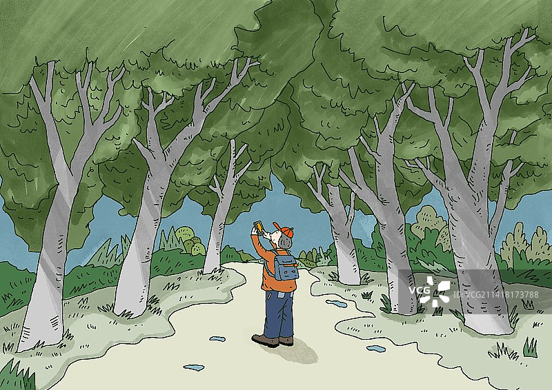 插画：游客拍照图片素材