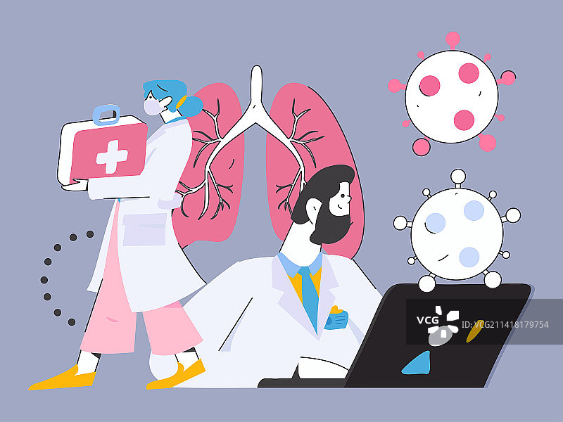 医疗人物抗疫扁平矢量概念运营手绘插画图片素材