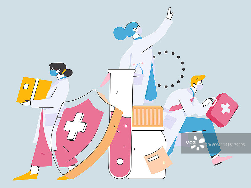 医疗人物抗疫扁平矢量概念运营手绘插画图片素材