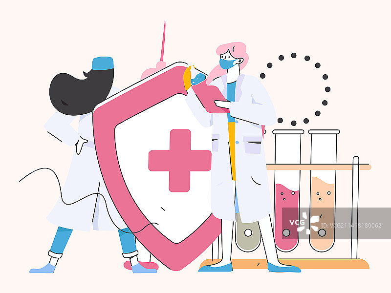 医疗人物抗疫扁平矢量概念运营手绘插画图片素材