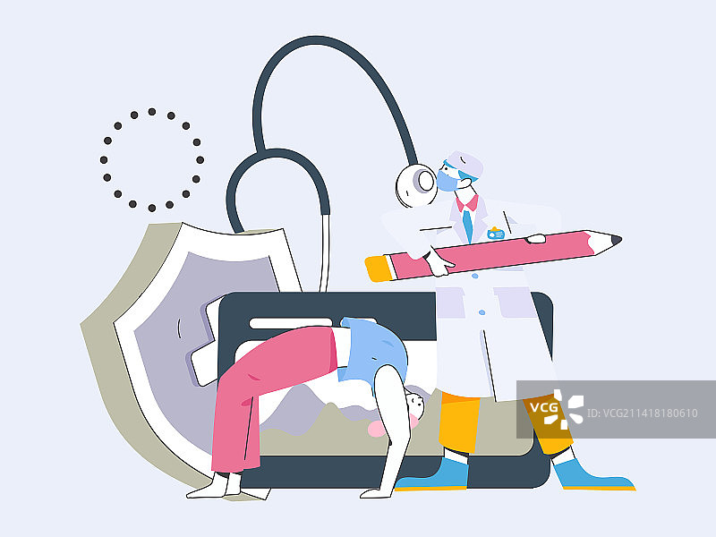医疗人物抗疫扁平矢量概念运营手绘插画图片素材