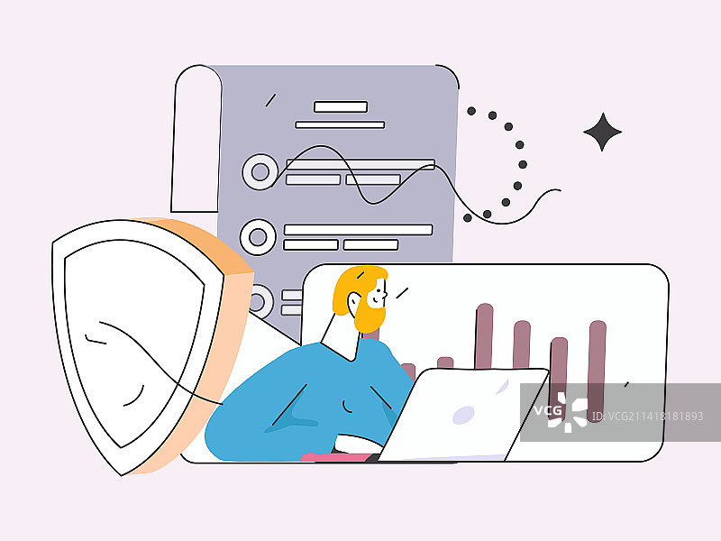 商务网络安全人物扁平矢量概念运营手绘插画图片素材