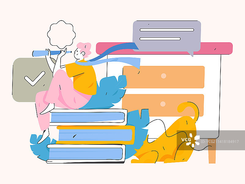 居家室内人物场景扁平矢量概念运营手绘插画图片素材