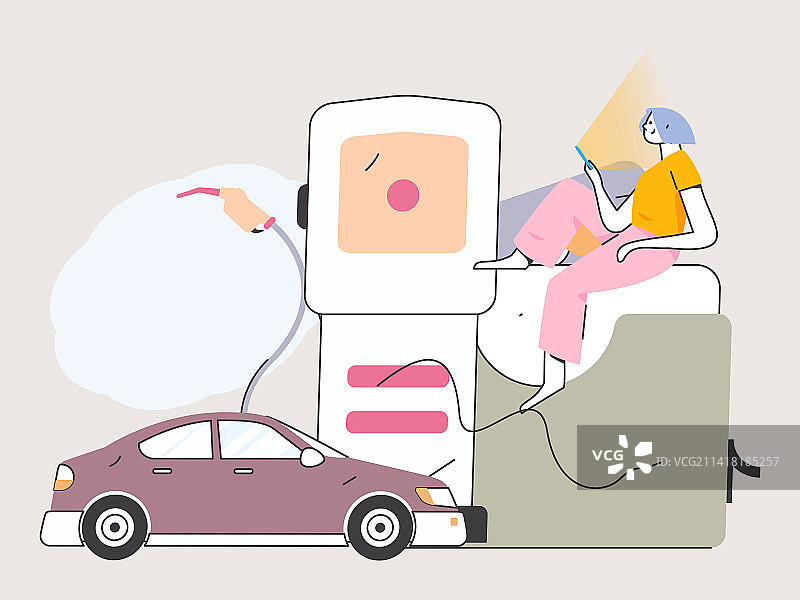 为汽车加油获得优惠的人物矢量互联网运营手绘插画图片素材