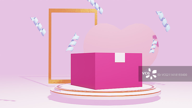 3D粉色爱心礼物图片素材
