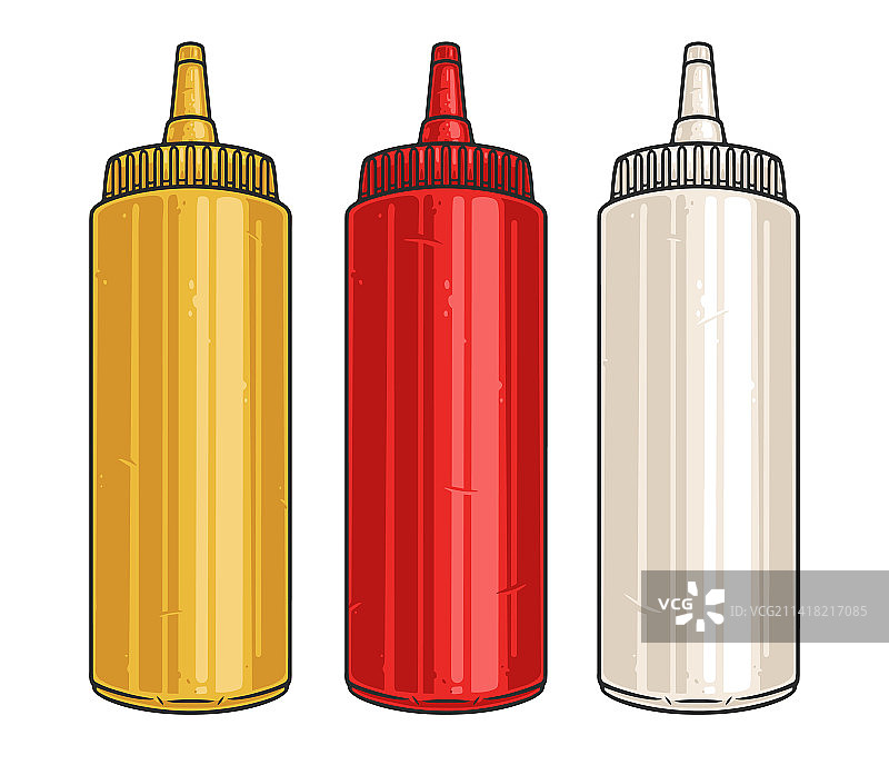 彩色酱料瓶贴纸套装图片素材