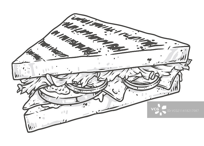 午餐三明治彩色标签详情图片素材