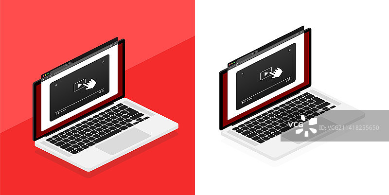 笔记本电脑在线视频播放器模板图片素材