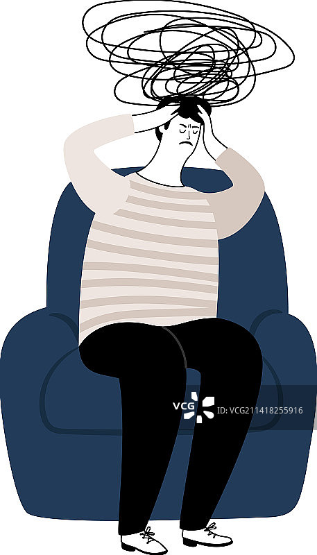 精神打击头痛人不良思维恐慌图片素材