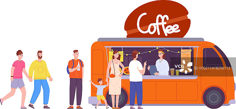 咖啡厅排队人群图片素材